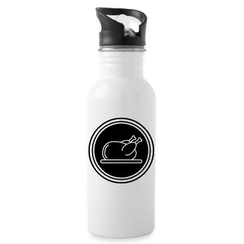 Chicken icon symbol - Water bottle with straw - white - Right