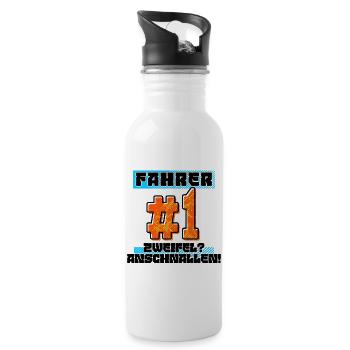 Statement Rennfahrer Auto Autofahren Raser - Trinkflasche mit integriertem Trinkhalm - Weiß - Rechts