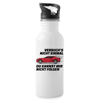 Autofahren Autofahrer Rennauto Auto Statement - Trinkflasche mit integriertem Trinkhalm - Weiß - Rechts