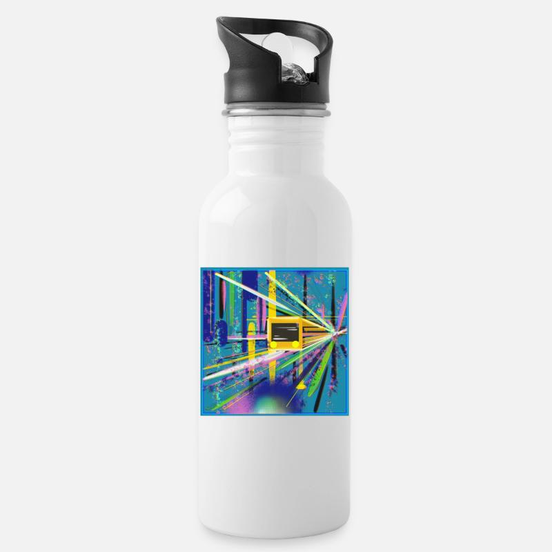Abstrakte U-Bahn Berlin Graffiti Design - Trinkflasche mit integriertem Trinkhalm - Weiß