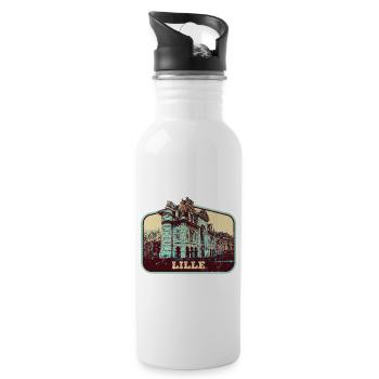 Retro-Abzeichen, Lille Frankreich ist meine Heimatstadt - Trinkflasche mit integriertem Trinkhalm - Weiß - Rechts