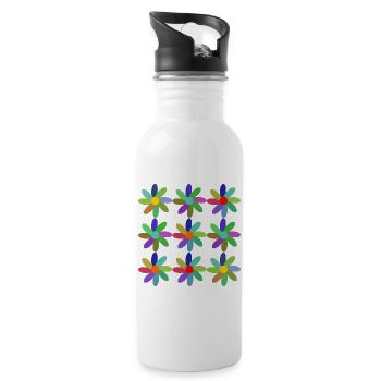BLUME. BLUME. NATUR. ÖKOLOGIE. GLÜCK. ZEN. JAHR - Trinkflasche mit integriertem Trinkhalm - Weiß - Rechts