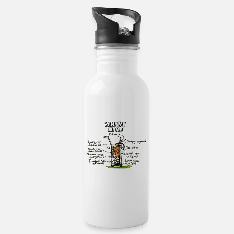 Bahama Mama Cocktail - Trinkflasche mit integriertem Trinkhalm - Weiß