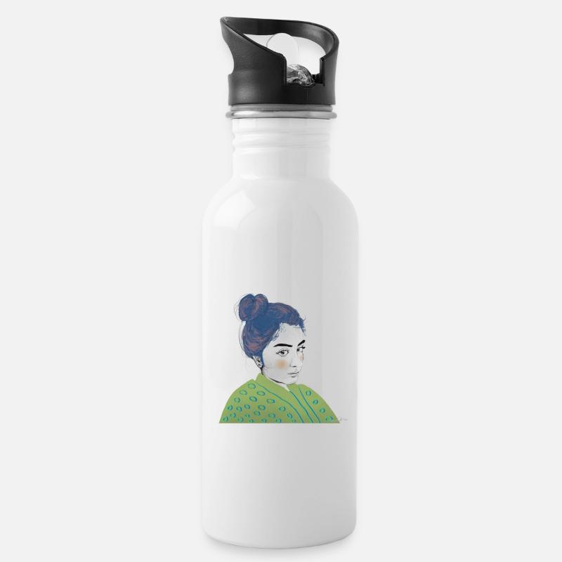 Fatima - Water bottle with straw - white