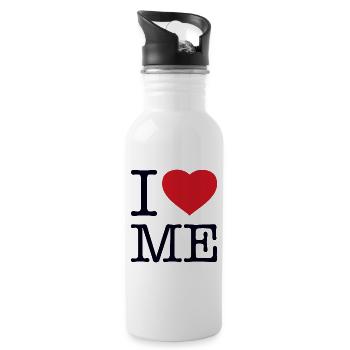 I LOVE ME - Trinkflasche mit integriertem Trinkhalm - Weiß - Rechts
