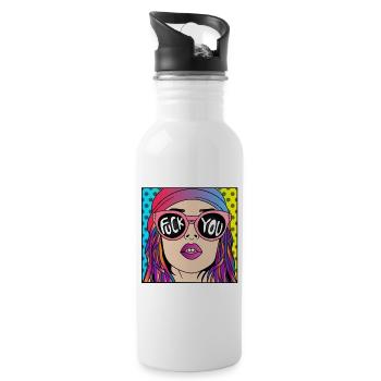 BANDE DESSINÉE POP ART FUCK YOU GIRL - Gourde avec paille intégrée - blanc - Droite