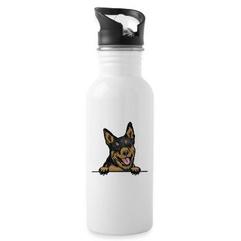 Chien Kelpie australien pour les amateurs de chiens qui regardent - Gourde avec paille intégrée - blanc - Droite