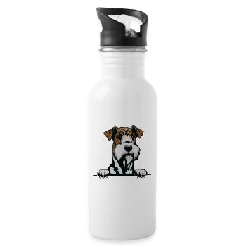 Kromfohrlander Dog for Peeking Dog Lovers - Water bottle with straw - white - Right