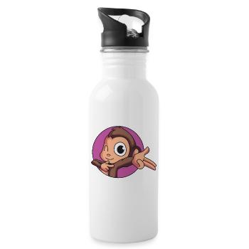 Freches Äffchen - Trinkflasche mit integriertem Trinkhalm - Weiß - Rechts