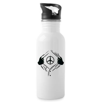 Meinungsfreiheit Friedenszeichen Liebe Frieden - Trinkflasche mit integriertem Trinkhalm - Weiß - Rechts