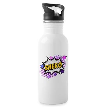 Shero - die Heldin - Trinkflasche mit integriertem Trinkhalm - Weiß - Rechts