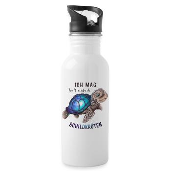 Ich mag halt einfach Schildkröten - Trinkflasche mit integriertem Trinkhalm - Weiß - Rechts