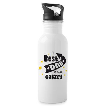 Bester Vater in der Galaxie - Trinkflasche mit integriertem Trinkhalm - Weiß - Rechts