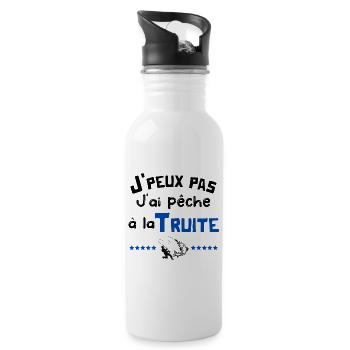 j'peux pas, j'ai pêche à la truite, cadeau pêcheur - Gourde avec paille intégrée - blanc - Droite