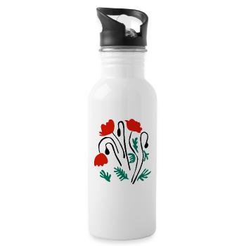 Poppies Matisse inspired - Water bottle with straw - white - Right