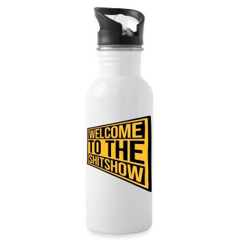 Schild Welcome Shitshow - Trinkflasche mit integriertem Trinkhalm - Weiß - Rechts