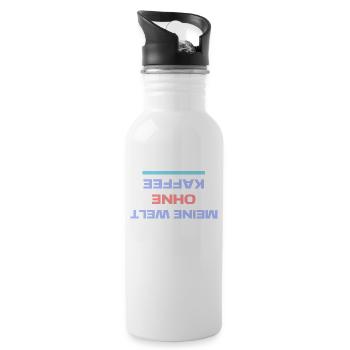 Humorvoll Statement Koffein Kaffee Kaffeeliebhabe - Trinkflasche mit integriertem Trinkhalm - Weiß - Rechts