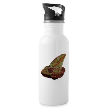 Reptilien designs, Chameleonkopf, freizeitkleidung - Trinkflasche mit integriertem Trinkhalm - Weiß - Rechts