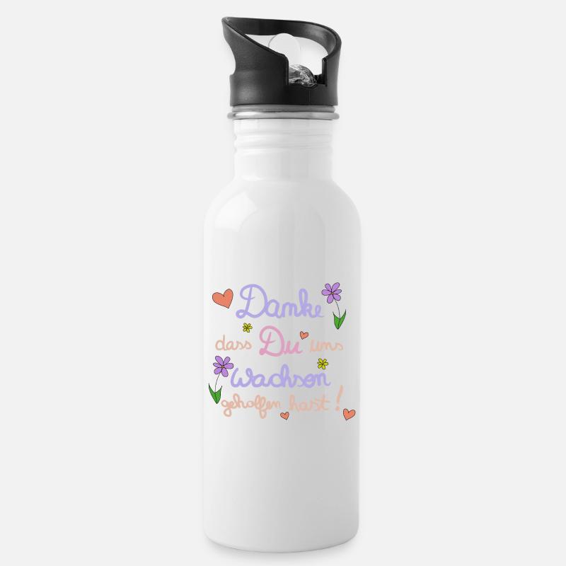 Danke, dass Du uns wachsen geholfen hast! - Trinkflasche mit integriertem Trinkhalm - Weiß