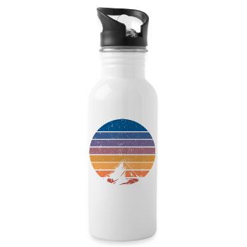 Mountain Vintage Sunset - Water bottle with straw - white - Right