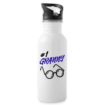 Omi Brille Statement Oma Beste Großmutter - Trinkflasche mit integriertem Trinkhalm - Weiß - Rechts