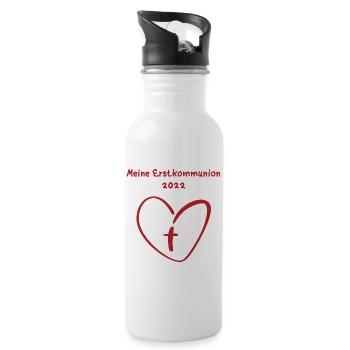 Meine Erstkommunion 2022 Erste Heilige Kommunion - Trinkflasche mit integriertem Trinkhalm - Weiß - Rechts