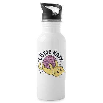 Lütje Katt Low German little cat - Water bottle with straw - white - Right