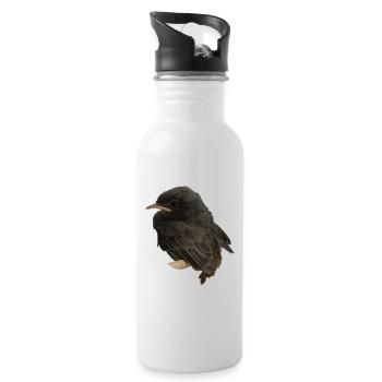 Hausrotschwänzchen Ästling - Trinkflasche mit integriertem Trinkhalm - Weiß - Rechts