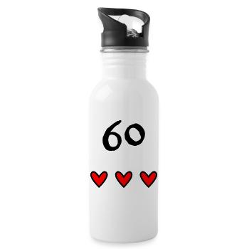 60 YEARS. 60th ANNIVERSARY. ANNIVERSARY 60 YEARS - Water bottle with straw - white - Right