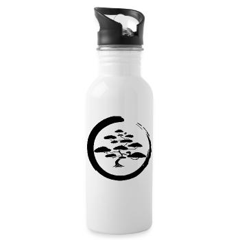 Schwarzer japanischer Baum - Trinkflasche mit integriertem Trinkhalm - Weiß - Rechts