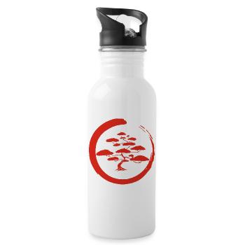 Roter japanischer Baum - Trinkflasche mit integriertem Trinkhalm - Weiß - Rechts