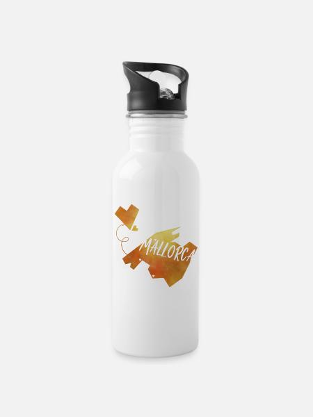 Mallorca - Trinkflasche mit integriertem Trinkhalm - Weiß