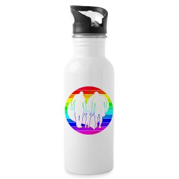 Rainbow Heart Dad & Dad Grandpa & Grandpa - Water bottle with straw - white - Right