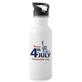 Freiheitsstatue USA Amerika Flagge 4. Juli - Trinkflasche mit integriertem Trinkhalm - Weiß - Rechts