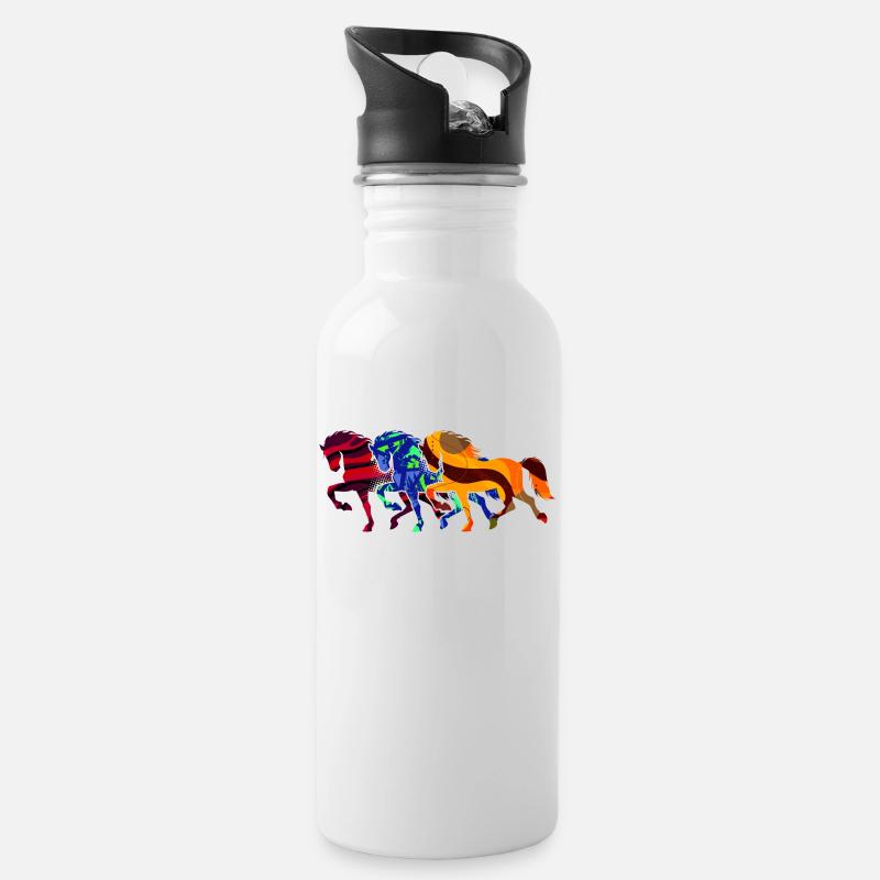 Cool Galopp Islandpferde Pferdeliebe Pferde - Trinkflasche mit integriertem Trinkhalm - Weiß