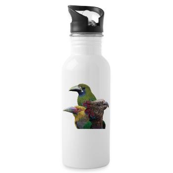 Toucans and parrot - Water bottle with straw - white - Right
