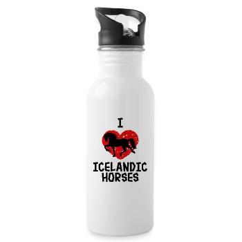 Ich Liebe Pferde Herz Statement Islandpferde - Trinkflasche mit integriertem Trinkhalm - Weiß - Rechts