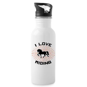 Horse Love Horses Statement Gallop Icelandic Horses - Water bottle with straw - white - Right