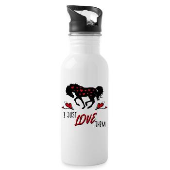 Icelandic Icelandic Horses Horses Statement Heart - Water bottle with straw - white - Right