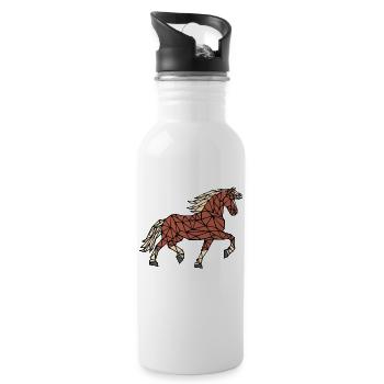 Cool Horses Horse Lover Riding Icelandic Horses - Water bottle with straw - white - Right
