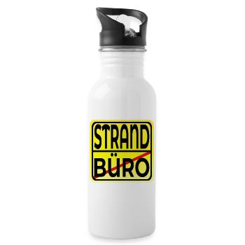 Büro Strand - URLAUB SOMMERFERIEN - Trinkflasche mit integriertem Trinkhalm - Weiß - Rechts