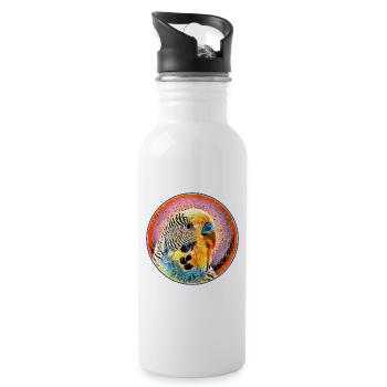 The budgie in bubble - Water bottle with straw - white - Right