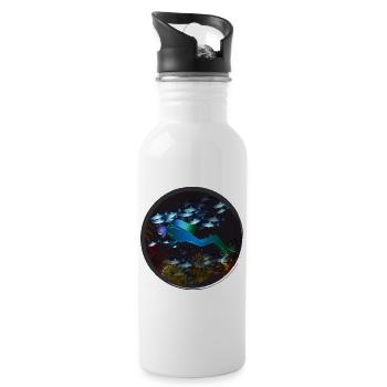 A diver and the mysterious underwater world - Water bottle with straw - white - Right