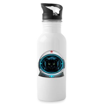 angry space cat Astronaut - Trinkflasche mit integriertem Trinkhalm - Weiß - Rechts