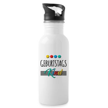 Geburtstagskind - Trinkflasche mit integriertem Trinkhalm - Weiß - Rechts