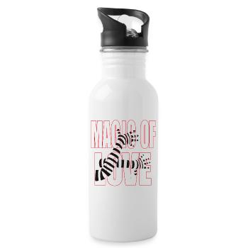 Magic of Love – Bold Romantic Statement Design - Trinkflasche mit integriertem Trinkhalm - Weiß - Rechts