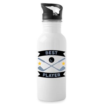 Best golf player (banners, stars, golf clubs) - Water bottle with straw - white - Right