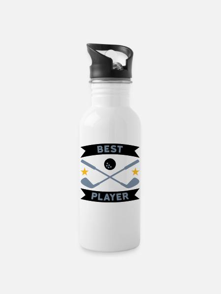 Best golf player (banners, stars, golf clubs) - Water bottle with straw - white