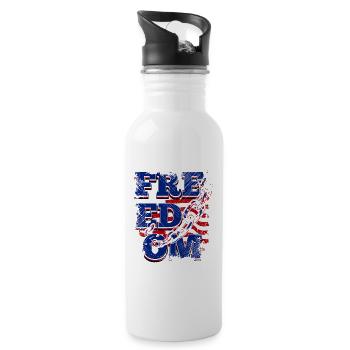 A Beautiful Freedom & Freedom Design - Water bottle with straw - white - Right