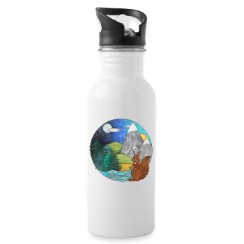 Landscape Squirrel Outdoor Nature Lovers - Water bottle with straw - white - Right